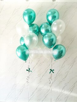 ลูกโป่ง แสดงความยินดี ช่อลูกโป่ง 7 ลูก 2 ช่อ Theme เขียว-ขาว พร้อมตกแต่ง สามารถเปลี่ยนสีลูกโป่ง/เปลี่ยนข้อความได้