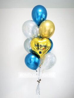 ลูกโป่ง วันเกิด ฟอยล์หัวใจ ขนาด 18" 1 ชิ้น สีโครเมี่ยม ลูกโป่งใส ใส่ กลิตเตอร์ 1 ช่อ พร้อมตกเเต่ง สามารถเปลี่ยนสีลูกโป่ง/เปลี่ยนข้อความ/เปลี่ยนสี-ฟอยล์ตกแต่งได้