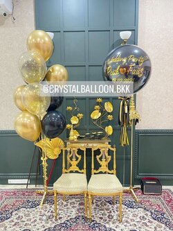 ลูกโป่ง งานแต่ง ลูกโป่งยาง ขนาด 24" สีดำ พร้อมตกแต่ง ช่อลูกโป่ง 9 ลูก 1 ช่อ,ลูกโป่งใส ใส่กลิตเตอร์ สามารถเปลี่ยนสีลูกโป่ง/เปลี่ยนข้อความ/เปลี่ยนขนาดได้