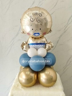ลูกโป่ง Welcome Baby ฟอยล์เด็กผช. ตั้งฐาน 1 ชิ้น สีคาเมเลียโครเมียม/Sand/Dusk Blue พร้อมตกแต่ง สามารถเปลี่ยนสีลูกโป่ง/เปลี่ยนฟอยล์ตกแต่งได้