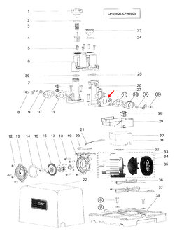 ข้อต่อปั๊มด้านส่ง ปั๊มน้ำ มิตซู CP-255, CP-405 #27 Pn.H03301G00 (แท้-สั่ง)