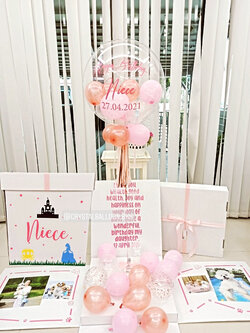 Happy Birthday Surprise Box กล่องเซอร์ไพรส์วันเกิด Bubble USA ขนาด 24" พร้อมตกแต่ง สามารถใส่รูปได้ 4 ใบ สามารถเปลี่ยนสีลูกโป่ง/เปลี่ยนข้อความได้