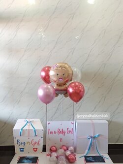 Gender Reveal Surprised Box กล่องเซอรไพรส์ทายเพศ พร้อมตกแต่ง ลูกโป่ง 4 ลูก ฟอยล์เด็กทารก 1 ชิ้น,สามารถใส่รูปได้ 2 รูป สามารถเปลี่ยนสีลูกโป่ง/เปลี่ยนสี-ฟอยล์ตกแต่ง/เปลี่ยนข้อความได้