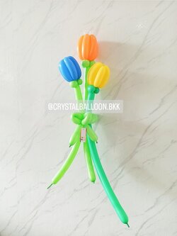 สั่ง Flower Balloon Tulip Small Bouquet 3 ดอก พร้อมตกแต่ง สามารถเปลี่ยนสีลูกโป่งได้