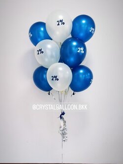 ลูกโป่ง เปิดงาน ช่อลูกโป่ง 12 ลูก 1 ช่อ โทนขาว-น้ำเงิน พร้อมตกแต่ง สามารถเปลี่ยนสีลูกโป่ง/เปลี่ยนข้อความได้