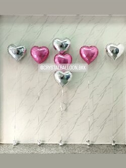 ลูกโป่ง งานแต่ง ฟอยล์หัวใจ ขนาด 18" ช่อ 3 ลูก 1 ช่อ พร้อม ฟอยล์หัวใจ ขนาด 18" ตั้งเดี่ยว 4 ลูก พร้อมตกแต่ง สามารถเปลี่ยนสี-ฟอยล์ตกแต่งได้