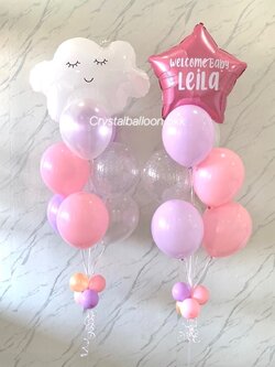 ลูกโป่ง Welcome Baby Girl Theme พาสเทล ช่อลูกโป่งฟอยล์ดาว ขนาด 24" ช่อ 8 ลูก 1 ช่อ พร้อมตกแต่ง ช่อลูกโป่ง ฟอยล์ ก้อนเมฆ ช่อ 8 ลูก 1 ช่อ,ลูกโป่งใส ใส่กลิตเตอร์ พร้อมตกแต่ง สามารถเปลี่ยนสีลูกโป่ง/เปลี่ยนข้อความ/เปลี่ยนฟอยล์ตกแต่งได้
