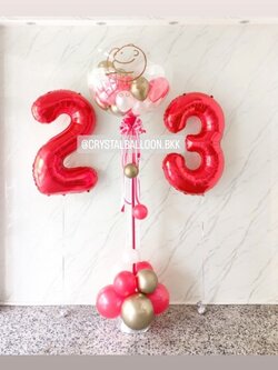 เสาลูกโป่ง เปิดร้าน Bubble ขนาด 36" พร้อม ลูกโป่ง 6" ด้านใน พร้อม ฟอยล์ตัวเลข ขนาด 40" 2 ชิ้น พร้อมตกแต่ง สามารถเปลี่ยนสีลูกโป่ง/เปลี่ยนข้อความได้