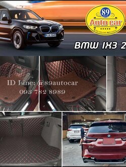 พรมรถยนต์ BMW IX3 2023 ปูพรม7D สีดำด้ายแดง + ไวนิลสีน้ำตาล เข้ารูป