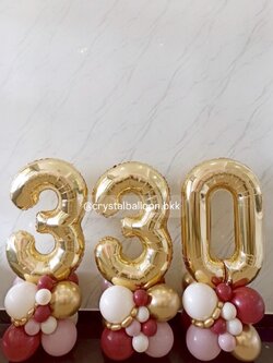 ลูกโป่งเปิดงาน ฟอยล์ตัวเลข ขนาด 40" ตั้งฐาน 3 ชิ้น พร้อมตกแต่ง สามารถเปลี่ยนสีลูกโป่ง/เปลี่ยนสี-ฟอยล์ตัวอักษรได้