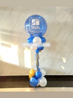 เสาลูกโป่ง เปิดร้าน Bubble ขนาด 36" กลิตเตอร์สีน้ำเงิน 1 เสา พร้อมตกแต่ง สามารถเปลี่ยนสีลูกโป่ง/เปลี่ยนข้อความได้