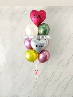 ลูกโป่ง Welcome Home ช่อลูกโป่งฟอยล์หัวใจ ขนาด 18" ช่อ 10 ลูก 1 ช่อ Theme Colorful พร้อมตกแต่ง สามารถเปลี่ยนสีลูกโป่ง/เปลี่ยนข้อความ/เปลี่ยนสี-ฟอยล์ตกแต่งได้