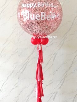 ลูกโป่ง วันเกิด ขนาด 36" กลิตเตอร์สีแดง 1 ลูก พร้อมตกแต่ง สามารถเปลี่ยนสีลูกโป่ง/เปลี่ยนข้อความ/เปลี่ยนขนาดได้