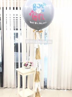 ลูกโป่ง ทายเพศ แบบเจาะ ลูกโป่งยาง ขนาด 36" สีเทา 1 ลูก พร้อมตกแต่ง สามารถเปลี่ยนสีลูกโป่ง/เปลี่ยนข้อความ/เปลี่ยนขนาดได้