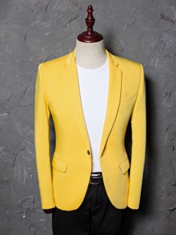 Pre-order เสื้อสูทชาย สีเหลือง ทรงสลิมฟิต **เฉพาะเสื้อ**