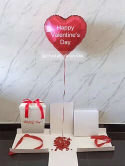 Valentine's Surprised Box Bubble กล่องเซอร์ไพรส์ พร้อม ฟอยล์หัวใจ ขนาด 18" 1 ชิ้น พร้อมตกเเต่ง สามารถเปลี่ยนสีลูกโป่ง/เปลี่ยนสีข้อความได้