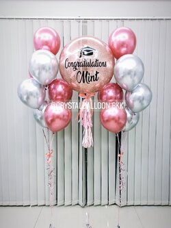 ลูกโป่ง รับปริญญา Bubble ขนาด 24" พร้อมตกแต่ง ช่อลูกโป่ง 7 ลูก 2 ช่อ สามารถเปลี่ยนสีลูกโป่ง/เปลี่ยนข้อความ/เปลี่ยนขนาดได้