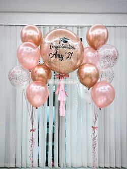ลูกโป่ง แสดงความยินดี,รับปริญญา Bubble ขนาด 24" พร้อม ช่อลูกโป่ง 2 ช่อ,ลูกโป่งใส ใส่กลิตเตอร์ พร้อมตกเเต่ง สามารถเปลี่ยนสีลูกโป่ง/เปลี่ยนข้อความ/เปลี่ยนขนาดได้