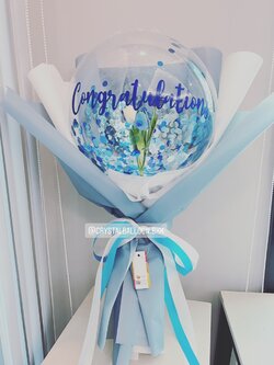 Flower Balloon แสดงความยินดี ดอกทิวลิปประดิษฐ์ Bubble ขนาด 18" พร้อมตกแต่ง สามารถใส่เงินได้ 30 ใบ สามารถเปลี่ยนข้อความ/เปลี่ยนสีได้