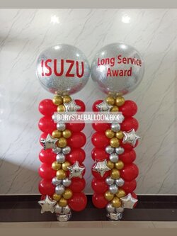 เสาลูกโป่ง เปิดงาน Bubble ขนาด 36" กลิตเตอร์สีเงิน 2 เสา พร้อมตกแต่ง สามารถเปลี่ยนสีลูกโป่ง/เปลี่ยนข้อความ/เปลี่ยนสี-ฟอยล์ตกแต่งได้