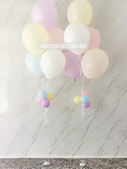 ลูกโป่ง วันเกิดเด็ก ช่อลูกโป่งพาสเทล ช่อ 5 ลูก 2 ช่อ พร้อมตกแต่ง สามารถเปลี่ยนสีลูกโป่งได้