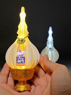 พานพุ่มเงินพุ่มทองจิ๋ว พุ่มโคมเชิงเทียนLEDถ่านกระดุม สินค้าไทย งานปราณีต | ประดับหิ้งพระ ของขวัญ ของชำร่วยมงคล