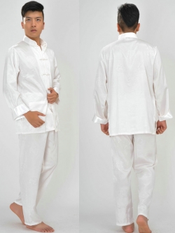 Pre-order ชุดจีน ชาย เสื้อพร้อมกางเกง สีขาว