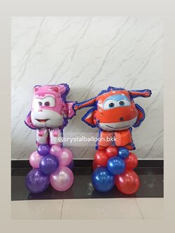 ลูกโป่งฟอยล์โรโบคาร์ โพลิตั้งฐาน 2 ชิ้น , พร้อมตกแต่ง สามารถเปลี่ยนฟอยล์ตกแต่งได้