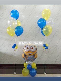 ลูกโป่ง วันเกิดเด็ก Theme ฟอยล์มินเนี่ยน ตั้งฐาน 1 ชิ้น พร้อมตกแต่ง ช่อลูกโป่ง ช่อ 5 ลูก 2 ช่อ สามารถเปลี่ยนสีลูกโป่ง/เปลี่ยนฟอยล์ตกแต่งได้