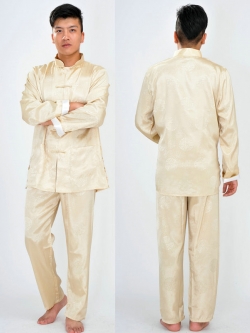 Pre-order ชุดจีน ชาย เสื้อพร้อมกางเกง สีทอง