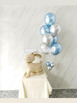 ลูกโป่ง วันเกิดเด็ก ช่อลูกโป่งสีโครเมี่ยม ช่อ 7 ลูก 1 ช่อ พร้อม ฟอยล์กระต่าย ตั้งพื้น 1 ชิ้น พร้อมตกแต่ง สามารถเปลี่ยนสีลูกโป่ง/เปลี่ยนฟอยล์ตกแต่งได้