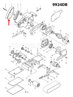ฝาครอบสายพาน เครื่องขัดกระดาษทราย Makita 9924DB [#2] Pn.343270-1 (แท้) ##