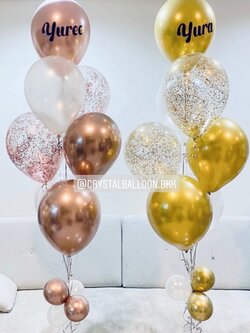 ลูกโป่ง วันเกิด ช่อลูกโป่ง ช่อ 7 ลูก 2 ช่อ พร้อม ลูกโป่งใส ใส่กลิตเตอร์ พร้อมตกเเต่ง สามารถเปลี่ยนสีลูกโป่ง/เปลี่ยนข้อความได้