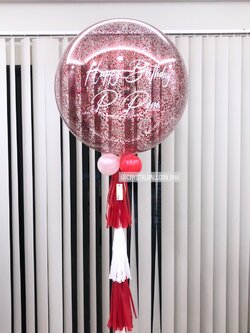 ลูกโป่ง วันเกิด Bubble ขนาด 36" สีแดง พร้อมตกแต่ง สามารถเปลี่ยนสีลูกโป่ง/เปลี่ยนข้อความได้