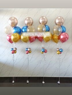 ลูกโป่ง Welcome Baby ช่อลูกโป่งสีโครเมี่ยม ช่อ 5 ลูก 4 ช่อ Theme หลากสี พร้อมตกแต่ง สามารถเปลี่ยนสีลูกโป่งได้