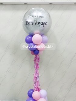 เสาลูกโป่ง เปิดงาน Bubble ขนาด 36" กลิตเตอร์สีเงิน 1 เสา พร้อมตกแต่ง สามารถเปลี่ยนสีลูกโป่ง/เปลี่ยนข้อความได้