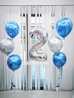 ลูกโป่ง วันเกิดเด็ก ช่อลูกโป่งโครเมี่ยม ช่อ 3 ลูก 2 ช่อ พร้อม ฟอยล์ตัวเลข ขนาด 40" 1 ชิ้น พร้อมตกเเต่ง สามารถเปลี่ยนสีลูกโป่ง/เปลี่ยนสี-ฟอยล์ตัวเลขได้