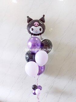 ลูกโป่ง วันเกิดเด็ก ช่อลูกโป่งฟอยล์Sanrio ขนาด 18" ช่อ 7 ลูก 1 ช่อ Theme ม่วง พร้อมตกแต่ง สามารถเปลี่ยนสีลูกโป่ง/เปลี่ยนข้อความ/เปลี่ยนสี-ฟอยล์ตัวเลข/เปลี่ยนฟอยล์ตกแต่งได้