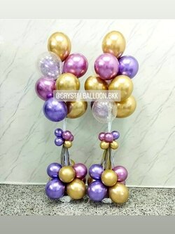 เสาลูกโป่ง เปิดร้าน เสาช่อลูกโป่ง ช่อ 10 ลูก 2 เสา พร้อมตกแต่ง สามารถเปลี่ยนสีลูกโป่งได้