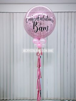 ลูกโป่ง แสดงความยินดี Bubble ขนาด 36" สีชมพู พร้อมตกแต่ง สามารถเปลี่ยนสีลูกโป่ง/เปลี่ยนข้อความ/เปลี่ยนขนาดได้