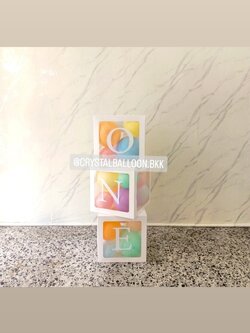ลูกโป่ง เปิดงาน กล่องใส ขนาด 12" ติดตัวอักษร 3 กล่อง Theme พาสเทล พร้อมตกแต่ง สามารถเปลี่ยนสีลูกโป่ง/เปลี่ยนข้อความได้