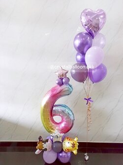 ลูกโป่งเกิดเด็ก ฟอยล์ตัวเลข ขนาด 40" 1 ชิ้น พร้อม ช่อฟอยล์หัวใจ ขนาด 18" ช่อ 7 ลูก 1 ช่อ Theme ม่วง พร้อมตกแต่ง สามารถเปลี่ยนสีลูกโป่ง/เปลี่ยนข้อความ/เปลี่ยนสี-ฟอยล์ตกแต่งได้