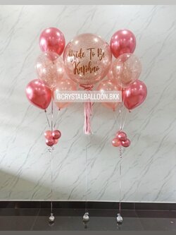 ลูกโป่ง Bride To Be Bubble ขนาด 24" กลิตเตอร์สีโรสโกล พร้อม ช่อลูกโป่ง ช่อ 5 ลูก 2 ช่อ พร้อมตกแต่ง สามารถเปลี่ยนสีลูกโป่ง/เปลี่ยนข้อความ/เปลี่ยนขนาดได้