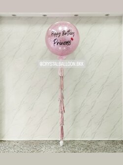 ลูกโป่ง วันเกิด Bubble ขนาด 36" กลิตเตอร์สีชมพู พร้อมตกแต่ง สามารถเปลี่ยนสีลูกโป่ง/เปลี่ยนข้อความได้