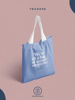 กระเป๋าแคนวาส พิมพ์ลาย We're all a bag of mixed emotions I TBA0096 #SOdABag #SOdAPrintinG #กระเป๋า #กระเป๋าผ้า