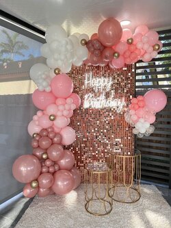 Organic Backdrop Happy Birthday ฉากวิบวับ ขนาด กว้าง 1.2 เมตร สูง 2 เมตร พร้อม ป้ายตัวอักษร Happy Birthday ป้ายไฟ พร้อมตกแต่ง สามารถเปลี่ยนสีลูกโป่ง/เปลี่ยนข้อความ/เปลี่ยนสี-ฉากได้