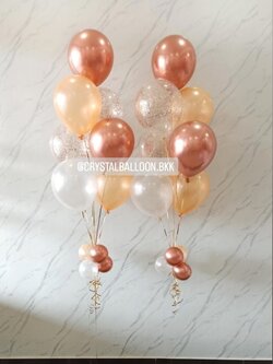 ลูกโป่ง แสดงความยินดี ช่อลูกโป่ง ช่อ 7 ลูก 2 ช่อ โทนส้ม-โรสโกลด์ พร้อมตกแต่ง สามารถเปลี่ยนสีลูกโป่งได้