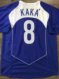 เสื้อฟุตบอล #8 กาก้า ทีมชาติบราซิล ชุดเยือน ชุดลุยศึกโคปา อเมริกา 2004 L-Size / #8 KAKA BRAZIL Football Shirt Away Kit Copa America 2004 Jersey L-Size