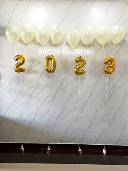 ลูกโป่ง New Year ฟอยล์ตัวเลข ขนาด 16" สีทอง 4 ตัวเลข พร้อม ลูกโป่ง 8 ลูก พร้อมตกแต่ง สามารถเปลี่ยนสีลูกโป่ง/เปลี่ยนสี-ฟอยล์ตัวเลขได้