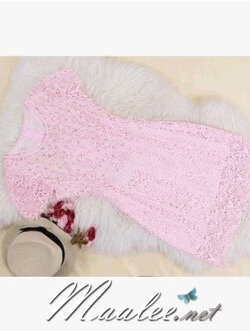 พร้อมส่ง ชุดเดรสลูกไม้ (สั้น) สีชมพู ลูกไม้ลายดอก Daisy ปักมุกเพิ่มความหวาน (เหลือเฉพาะไซส์ M)